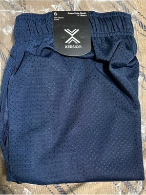 TWO PAIRS Men’s Xersion Navy Open-Hole Mesh Athletic Shorts - Sz Small NWT